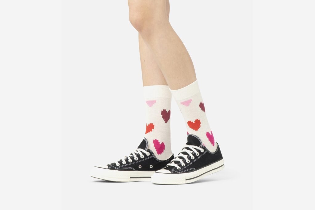 PIXEL HEART SOCK WHITE