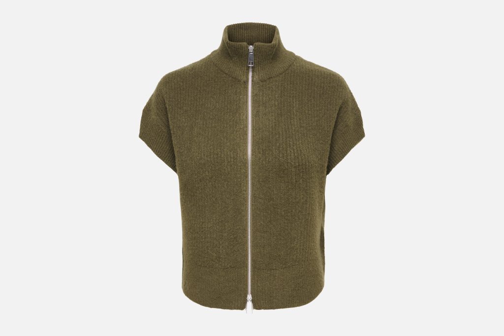 ONLBIANCA HIGHNECK ZIP VEST KNIT BEECH MELANGE