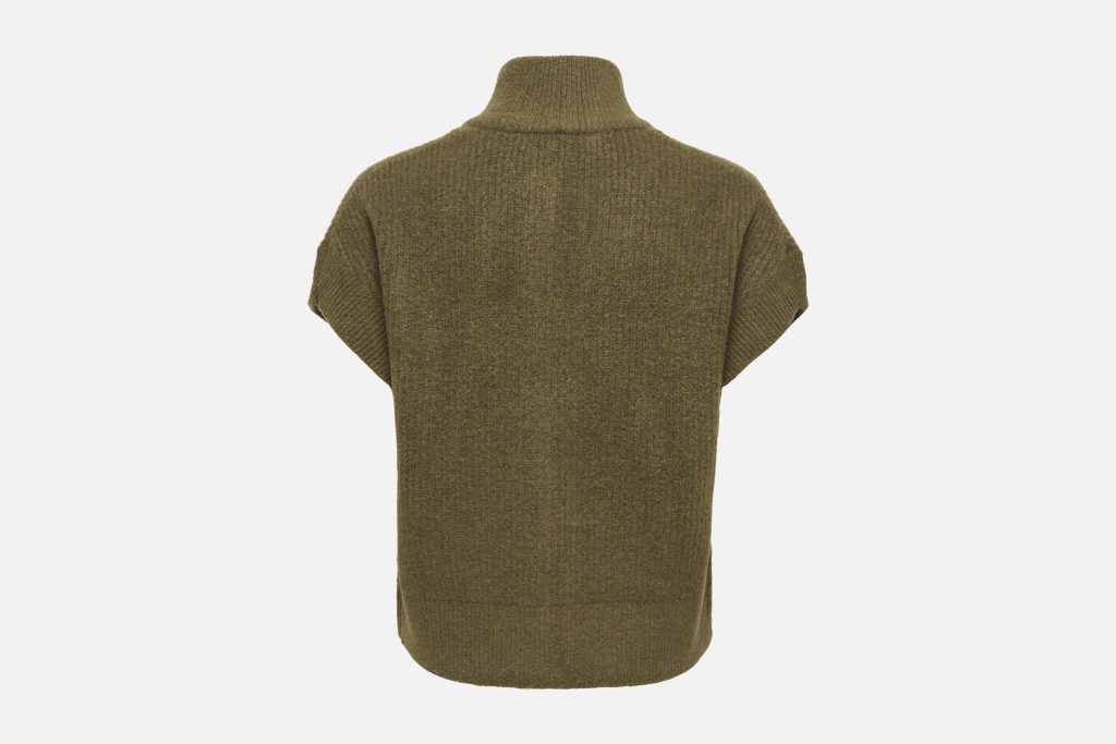 ONLBIANCA HIGHNECK ZIP VEST KNIT BEECH MELANGE