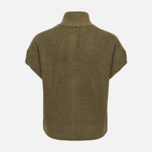 ONLBIANCA HIGHNECK ZIP VEST KNIT BEECH MELANGE – Image 2