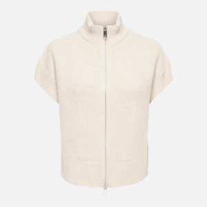 ONLBIANCA HIGHNECK ZIP VEST KNIT BIRCH – Image 1