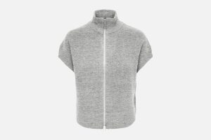 ONLBIANCA HIGHNECK ZIP VEST KNIT GREY