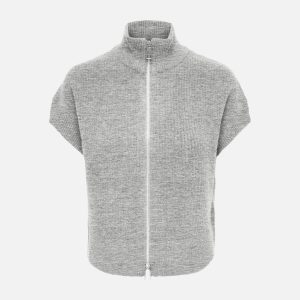 ONLBIANCA HIGHNECK ZIP VEST KNIT GREY – Image 1