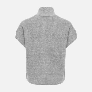 ONLBIANCA HIGHNECK ZIP VEST KNIT GREY – Image 2