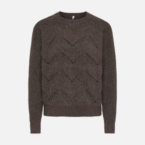 ONLSLOBE LS GLITTER ONECK COFFEE BEAN – Image 1