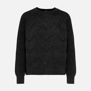 ONLSLOBE LS GLITTER ONECK BLACK – Image 1