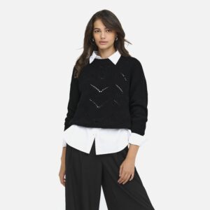 ONLSLOBE LS GLITTER ONECK BLACK – Image 3