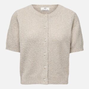 JDYNADINE SS GLITTER CARDIGAN BEIGE SILVER - Image 1