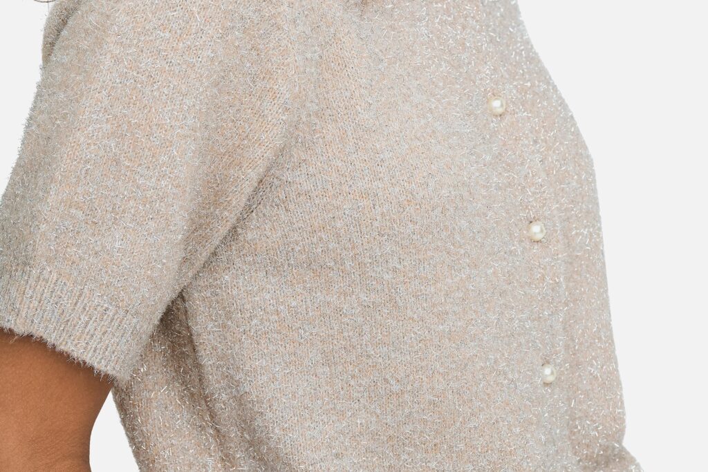 JDYNADINE SS GLITTER CARDIGAN BEIGE SILVER