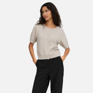 JDYNADINE SS GLITTER CARDIGAN BEIGE SILVER - Image 5