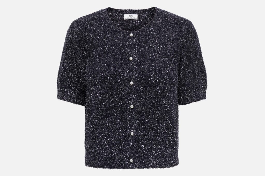 JDYNADINE SS GLITTER CARDIGAN BLACK SILVER
