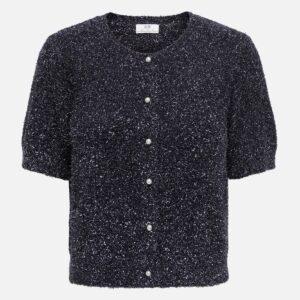 JDYNADINE SS GLITTER CARDIGAN BLACK SILVER - Image 1