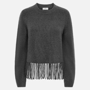 JDYANDREA LS FRINGE PULLOVER GREY - Image 1