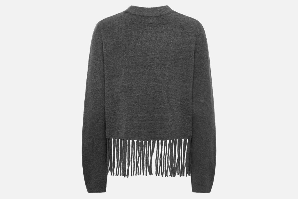 JDYANDREA LS FRINGE PULLOVER GREY
