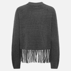 JDYANDREA LS FRINGE PULLOVER GREY - Image 2
