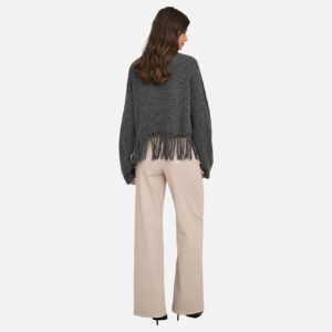JDYANDREA LS FRINGE PULLOVER GREY - Image 5