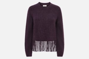 JDYANDREA LS FRINGE PULLOVER PLUM