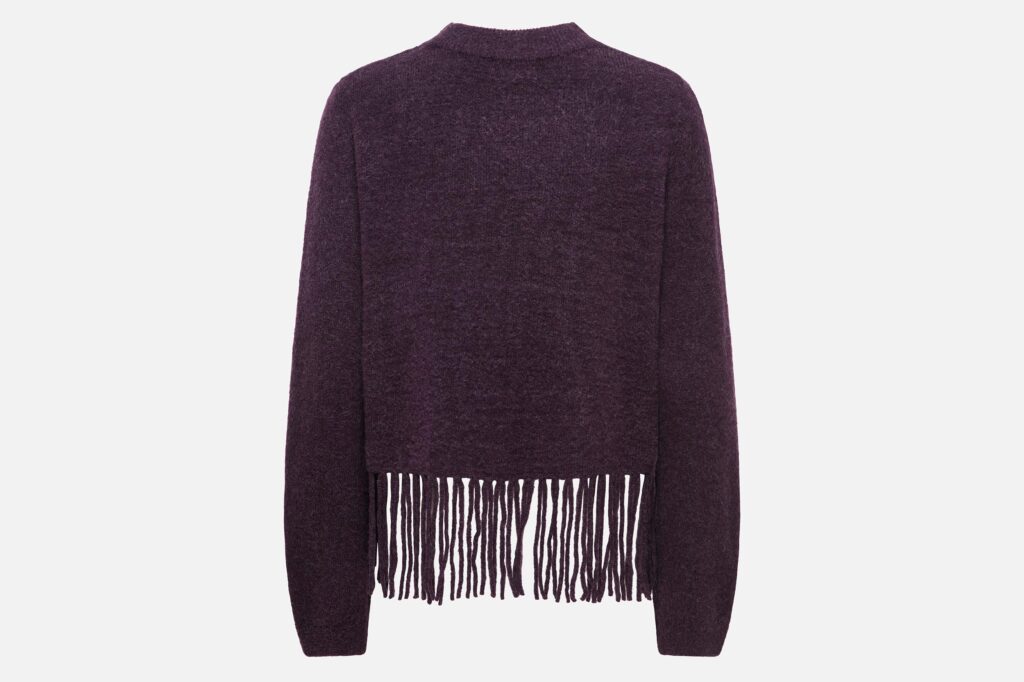 JDYANDREA LS FRINGE PULLOVER PLUM