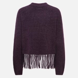 JDYANDREA LS FRINGE PULLOVER PLUM - Image 2
