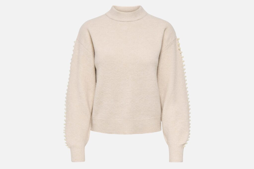 JDYMADI LS ONECK PEARL PULLOVER OATMEAL