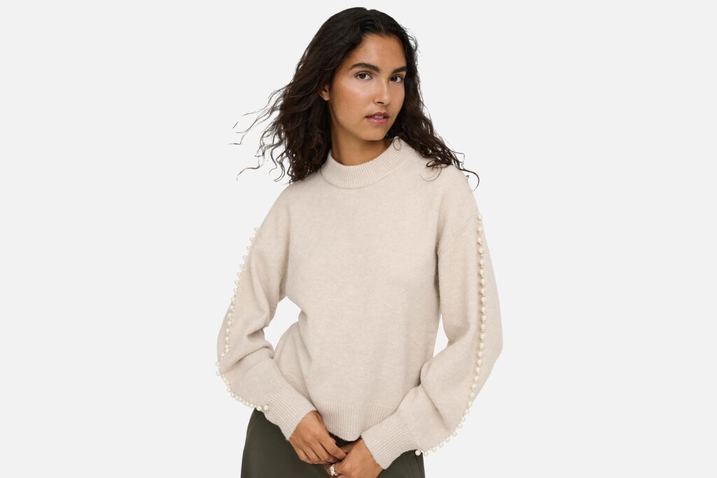 JDYMADI LS ONECK PEARL PULLOVER OATMEAL