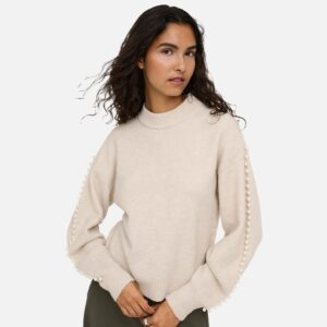 JDYMADI LS ONECK PEARL PULLOVER OATMEAL - Image 3