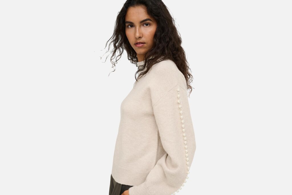 JDYMADI LS ONECK PEARL PULLOVER OATMEAL