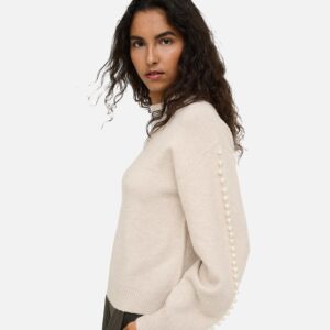 JDYMADI LS ONECK PEARL PULLOVER OATMEAL - Image 5