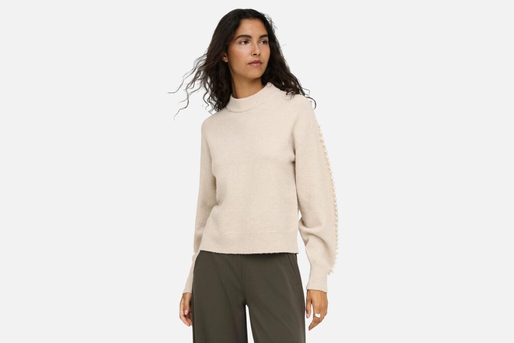 JDYMADI LS ONECK PEARL PULLOVER OATMEAL