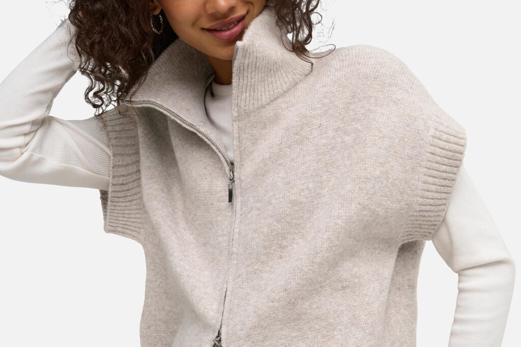 JDYLEA SL HN 2WAY ZIP VEST NATURAL