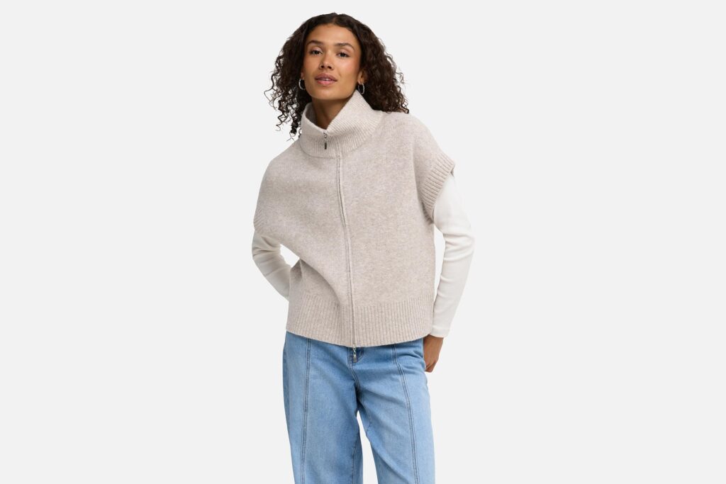 JDYLEA SL HN 2WAY ZIP VEST NATURAL