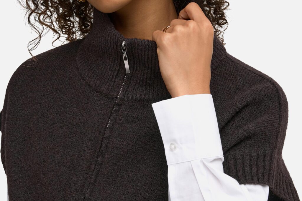 JDYLEA SL HN 2WAY ZIP VEST CHOCOLAT