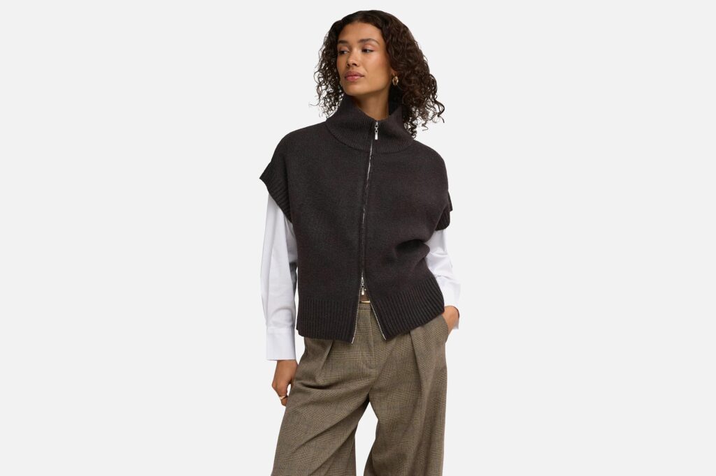 JDYLEA SL HN 2WAY ZIP VEST CHOCOLAT