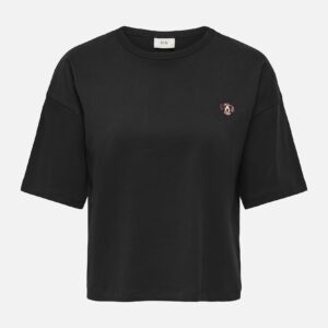 JDYCALLY LIFE SS EMB TOP BLACK DOG - Image 1
