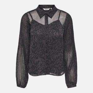 ONLSTAR PENINNA LS PLISSE SHIRT CHOCOLAT – Image 1