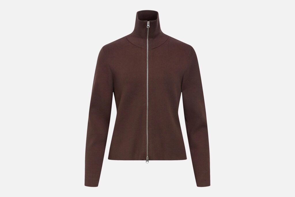 OBJREYNARD LS RE ZIP CARDIGAN SEAL BROWN