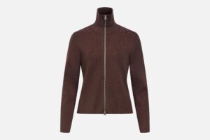 OBJREYNARD LS RE ZIP CARDIGAN SEAL BROWN