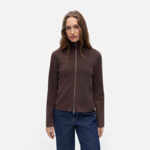 OBJREYNARD LS RE ZIP CARDIGAN SEAL BROWN - Image 2