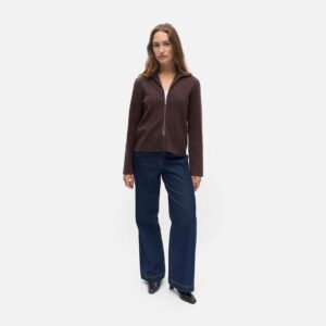 OBJREYNARD LS RE ZIP CARDIGAN SEAL BROWN - Image 3