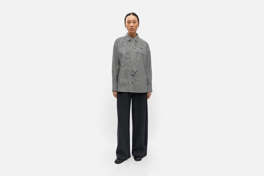OBJKORKA LS LO SHIRT BLACK WHITE