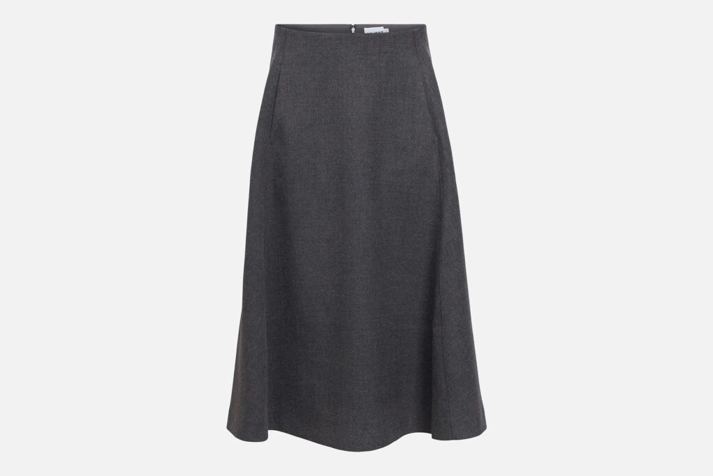 OBJKAVIN ASHAPE MIDI SKIRT DARK GREY