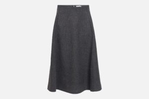 OBJKAVIN ASHAPE MIDI SKIRT DARK GREY