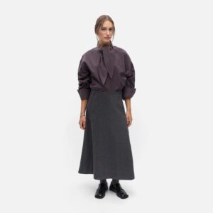 OBJKAVIN ASHAPE MIDI SKIRT DARK GREY - Image 3