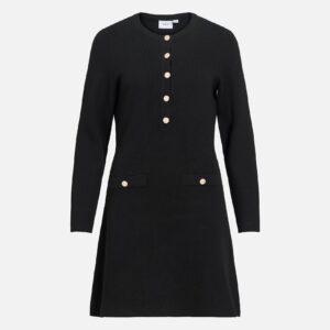 VISWAY ONECK LS ALINE KNIT DRESS BLACK - Image 1