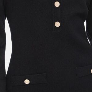 VISWAY ONECK LS ALINE KNIT DRESS BLACK - Image 4
