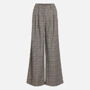 VITJENKA HW WIDE CHECK PANTS SAND BLACK - Image 1