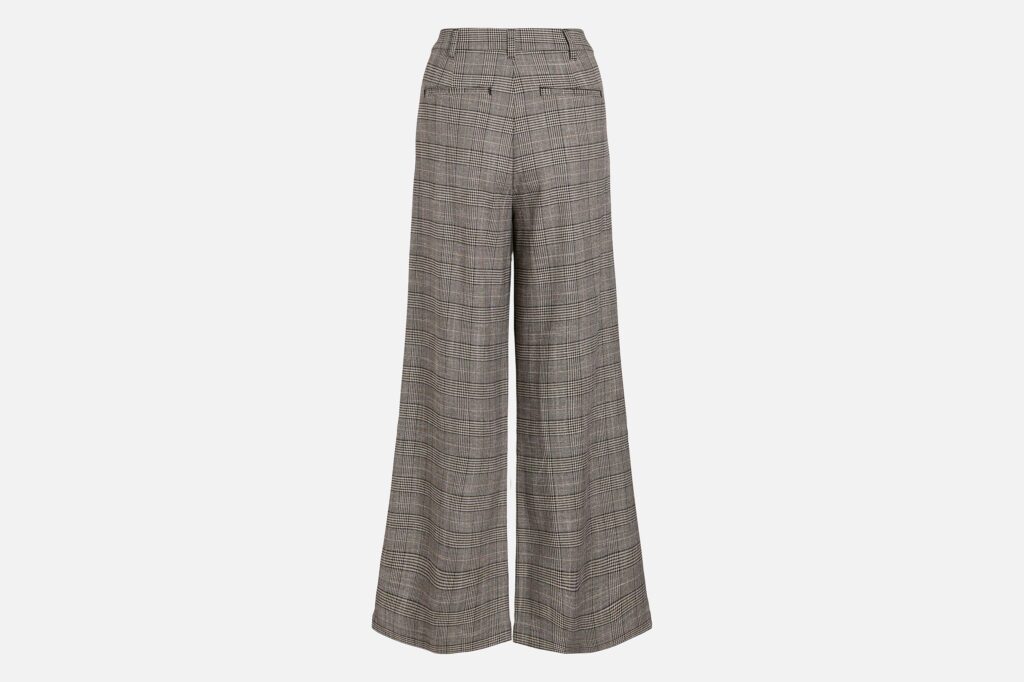 VITJENKA HW WIDE CHECK PANTS SAND BLACK