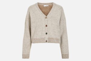 VISANA VNECK LS BUTTON CARDIGAN NATURAL