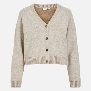 VISANA VNECK LS BUTTON CARDIGAN NATURAL - Image 1