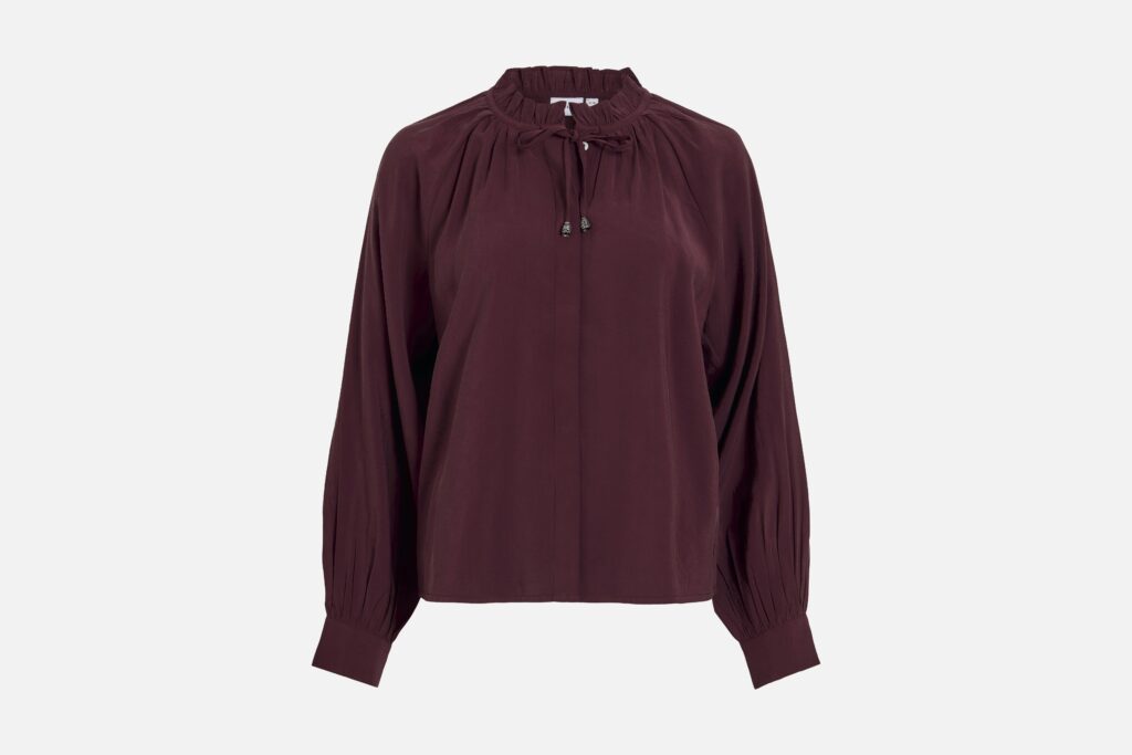 VIENGLY LS RUFFLE COLLAR SHIRT PORT ROYALE